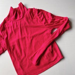 MOVING SALE Hot Pink Mock Neck Ribbed Long Sleeve | H&M
